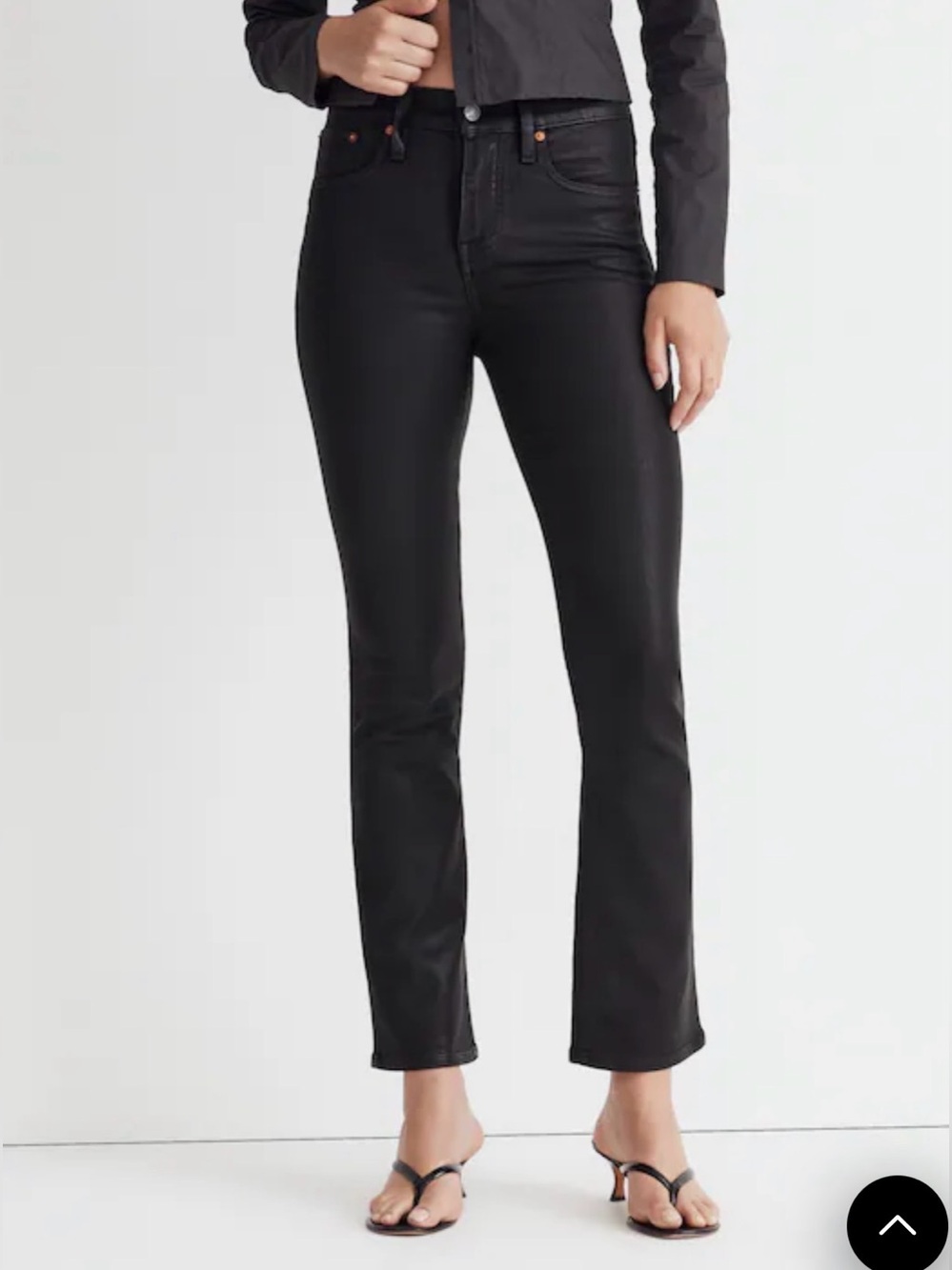 Madewell Women’s Kick Out Crop Jeans in True Black Wash Coated Edition Size 26